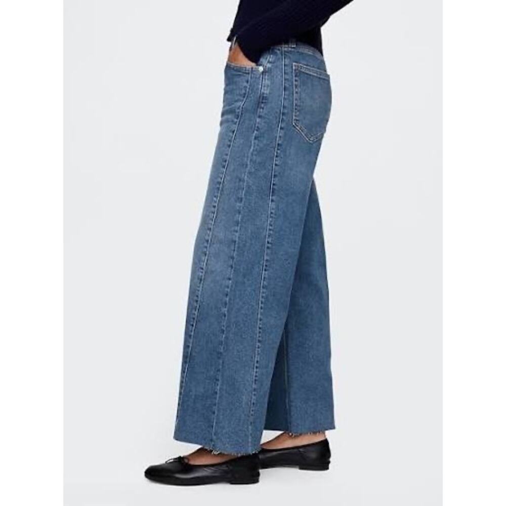 NWT Gap High Rise Stride Wide-Leg Ankle Jeans New Medium Indigo Size 28/6 Tall - Picture 2 of 10